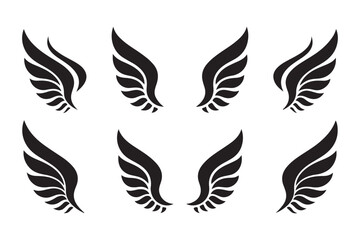 Wings flat icon set Vector illustration on a white background