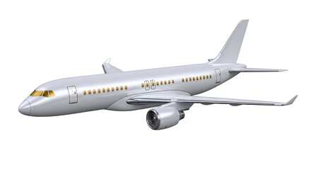 Obraz premium Detailed 3D Rendering of a Modern Commercial Airplane on a White Background
