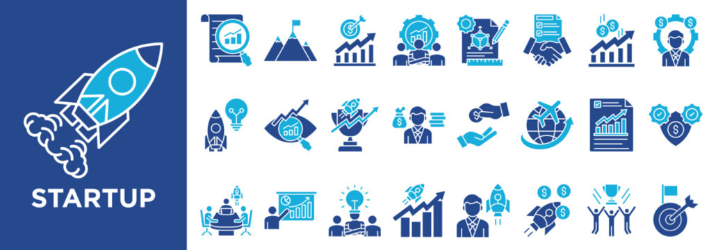 Startup  icon collection set. Containing design startup, innovation, entrepreneurship, business, growth