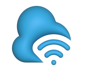 3D Cloud WiFi Signal Icon on Transparent Background. Represents Wireless Internet, Cloud Computing and Connectivity. Ideal for Apps, Technology Branding, Websites and Digital Marketing.