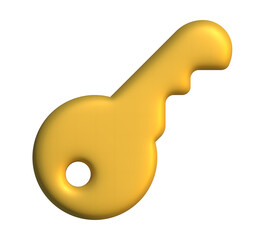 3D Golden Key Icon Isolated on Transparent Background. Symbol of Security, Access, Success and Luxury.
