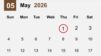 Calendar May 2026 Weekly Planner Digital Desktop Organizer Time Management Productivity Tool