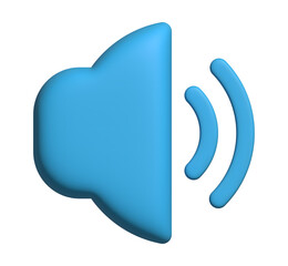3D Speaker Icon with Sound Waves on Transparent Background. Represents Audio, Volume, Notification and Media Control. Ideal for Apps, UI Design, Technology Branding and Digital Marketing.