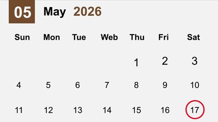 Calendar May 2026 Weekly Planner Digital Desktop Organizer Time Management Productivity Tool