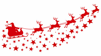 Santa claus and reindeer flying with stars © MihirKumarMondal