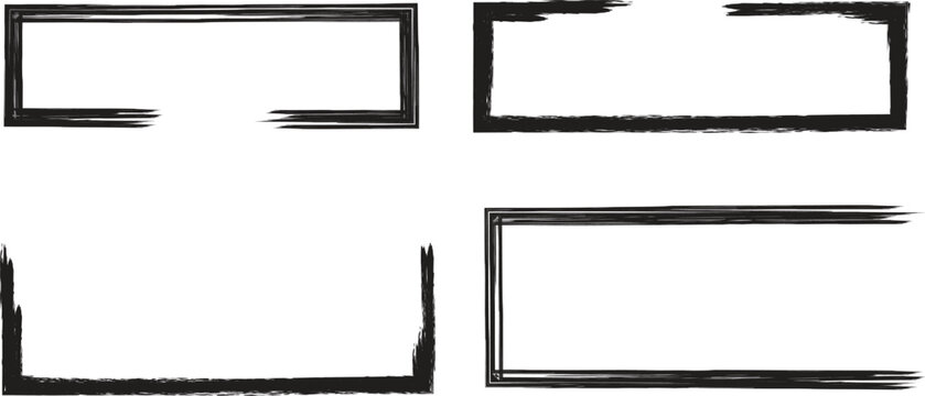 Four empty image frames with black borders on a white background