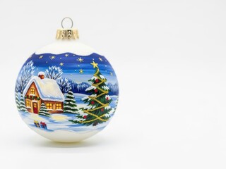 Hand-Painted Christmas Bauble with Winter Scene ornament