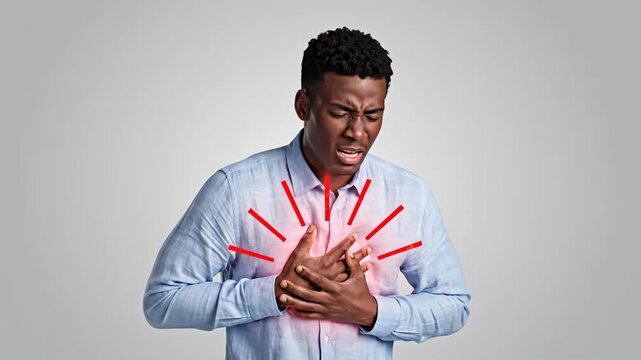 Man Clutching Chest Experience Sudden Heart Pain Emotional Suffering Anxiety Stress Red Flags Dark
