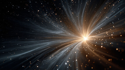Naklejka premium Cosmic Energy Burst: A radiant burst of cosmic energy explodes outwards, creating a dynamic visual representation of the universe's infinite power and wonder.