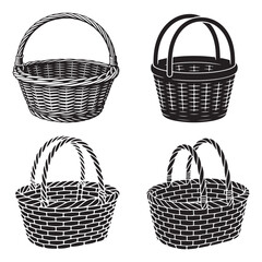 Obraz premium Minimal basket line art silhouette vector illustration simple elegant design
