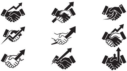 Naklejka premium Handshake with Rising Arrow Integrated for Growth Partnerships and Performance Agreements