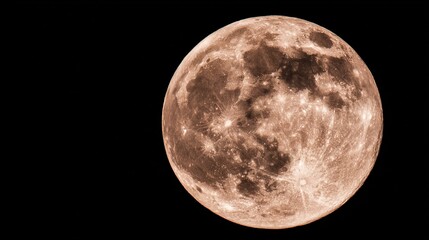 Obraz premium phase. A detailed closeup of the full moon, showcasing its textured surface against the dark expanse of space. STEM education sheets.