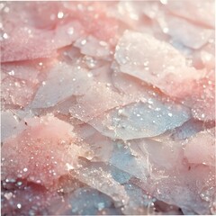 Fototapeta premium Soft focus close-up of glittering pink and white ice flakes creating an elegant abstract background for a frosted beauty concept