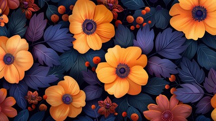 Orange and Purple Flower Collage