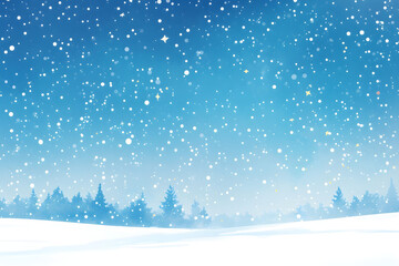 雪が降る静かな冬の森のイラスト