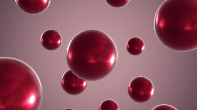 Abstract 3D Motion Background of Floating Red Metallic Spheres with Soft Reflections, Bold Luxury Animation Loop for Modern Branding, Technology Visuals, Corporate Design, Presentations, Digital Media