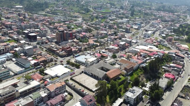 Aerial View of Azogues City, Canar Province, Ecuador