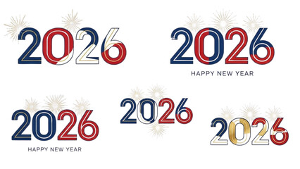 A colorful graphic card for a Happy New Year celebration in 2026.