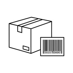 Cardboard box with barcode label