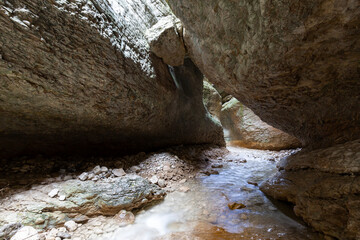 The Saltinka River, flowing through a narrow rock gorge