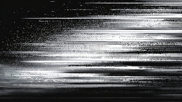 Glitchy white lines on black background