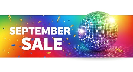 Vibrant september sale advertisement with disco ball