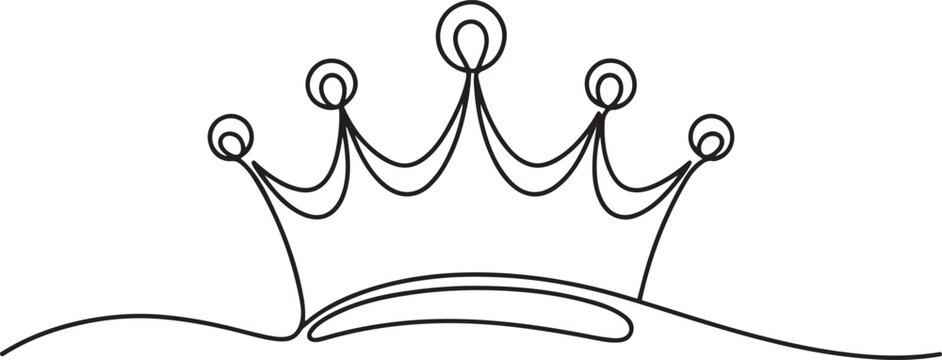 Crown one line.one line  vector illustration  with out background