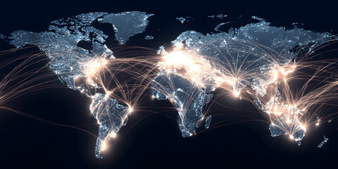 Global trade network visualization international commerce minimalist