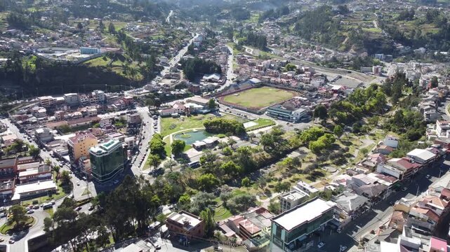 Aerial View of Northern Azogues City, Canar Province, Ecuador