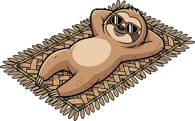 Obraz premium Relaxed Sloth Lying On Back With Arms Behind Head.