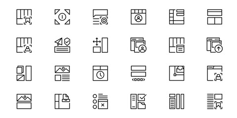 Applications and Programming Vector Icon Set in Outline Style. Internet Technology set. Set line outline icons. Internet Technology symbols. Collection of document and file type icons in outline style