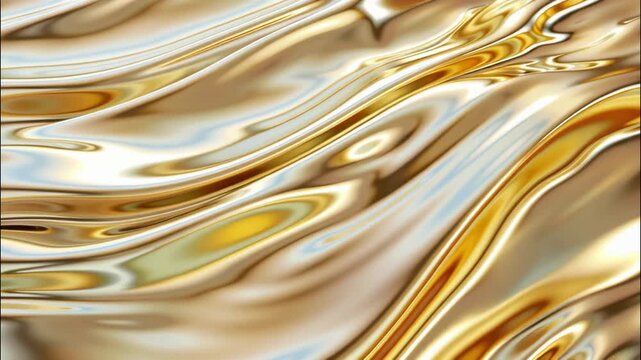 Metallic liquid gold luxury background. Fluid golden metal texture with loop motion of ripples and waves.