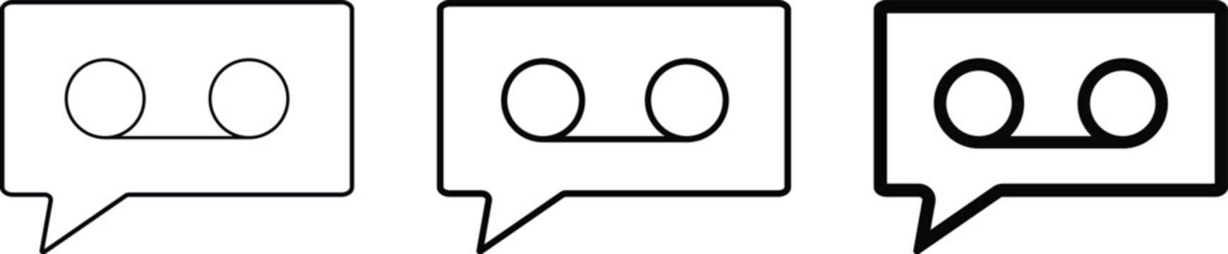 Voicemail icon set. representing phone messages. Media sign. Audio communication graphic design. Answering machine and missed call signs
