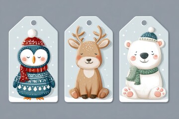 christmas animals gift tags