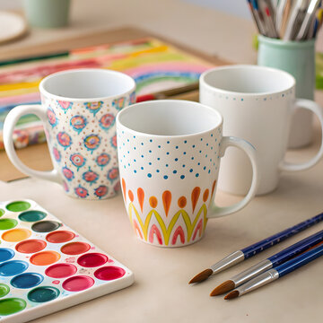 watercolor paints and brushes