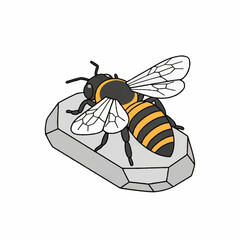 Honey Bee Resting on a Gray Stone.