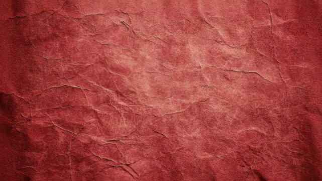 Red wrinkled paper texture with subtle creases and cracks, natural style, flat background. Concept of vintage, grunge, or handmade design