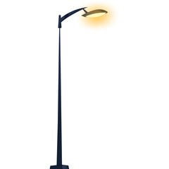 A sleek, modern street lamp casting a warm yellow glow against a solid black background. Minimalist design for urban night scenes.


