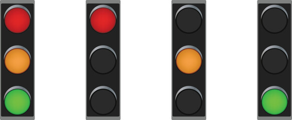 Traffic Light Signal States Vector Illustration Set
