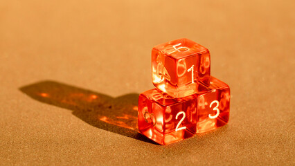 Dice podium concept with copy space for learning and play