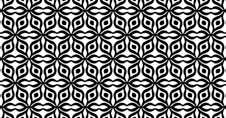 Seamless black and white geometric pattern with bold repeating shapes, perfect for modern backgrounds, textiles, wallpapers, and high contrast design applications.
