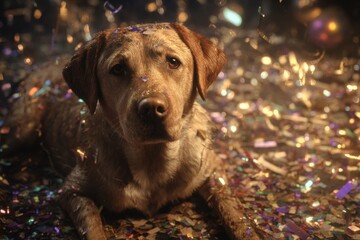 Festive Dog Celebrating New Year's Eve Joyfully