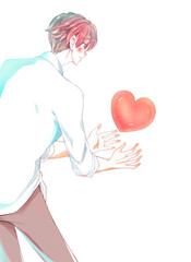 両手を広げる男性とハート