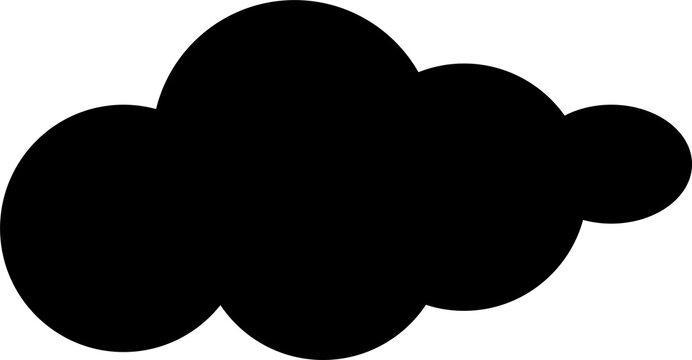 Fluffy Black Cloud Silhouette PNG | Cute Cartoon Isolated Cloud Clipart on Transparent Background