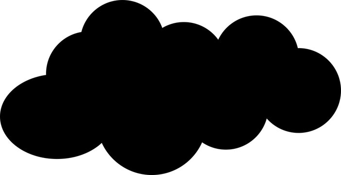 Fluffy Black Cloud Silhouette PNG | Cute Cartoon Isolated Cloud Clipart on Transparent Background