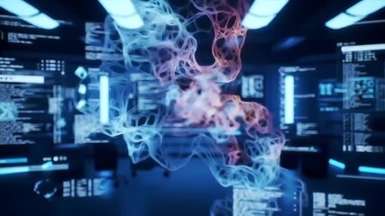 Abstract digital interface with neural networks and data visualization - Powered by Adobe