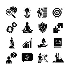 Obraz premium Collection of Conceptual Icons Representing Growth, Success, and Innovation