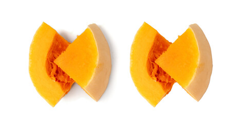 Butternut squash isolated on white. Raw fresh autumn pumpkin, ripe orange gourd