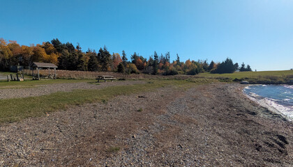Picnic Shelter and Tables at Groves Point, Cape Breton, Nova Scotia