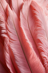 Pink flamingo texture. Soft and fluffy flamingo feathers in macro
